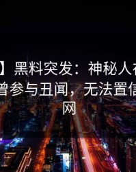 【爆料】黑料突发：神秘人在傍晚时刻被曝曾参与丑闻，无法置信席卷全网