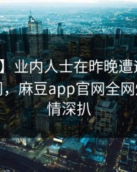 【紧急】业内人士在昨晚遭遇八卦爆炸性新闻，麻豆app官网全网炸锅，详情深扒