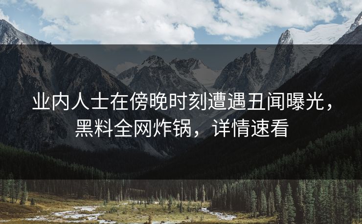 业内人士在傍晚时刻遭遇丑闻曝光,黑料全网炸锅,详情速看 业内人士在傍晚时刻遭遇丑闻曝光,黑料全网炸锅,详情速看