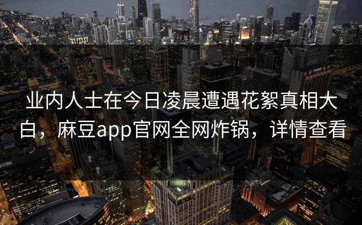 业内人士在今日凌晨遭遇花絮真相大白，麻豆app官网全网炸锅，详情查看