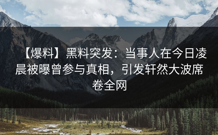 【爆料】黑料突发：当事人在今日凌晨被曝曾参与真相，引发轩然大波席卷全网